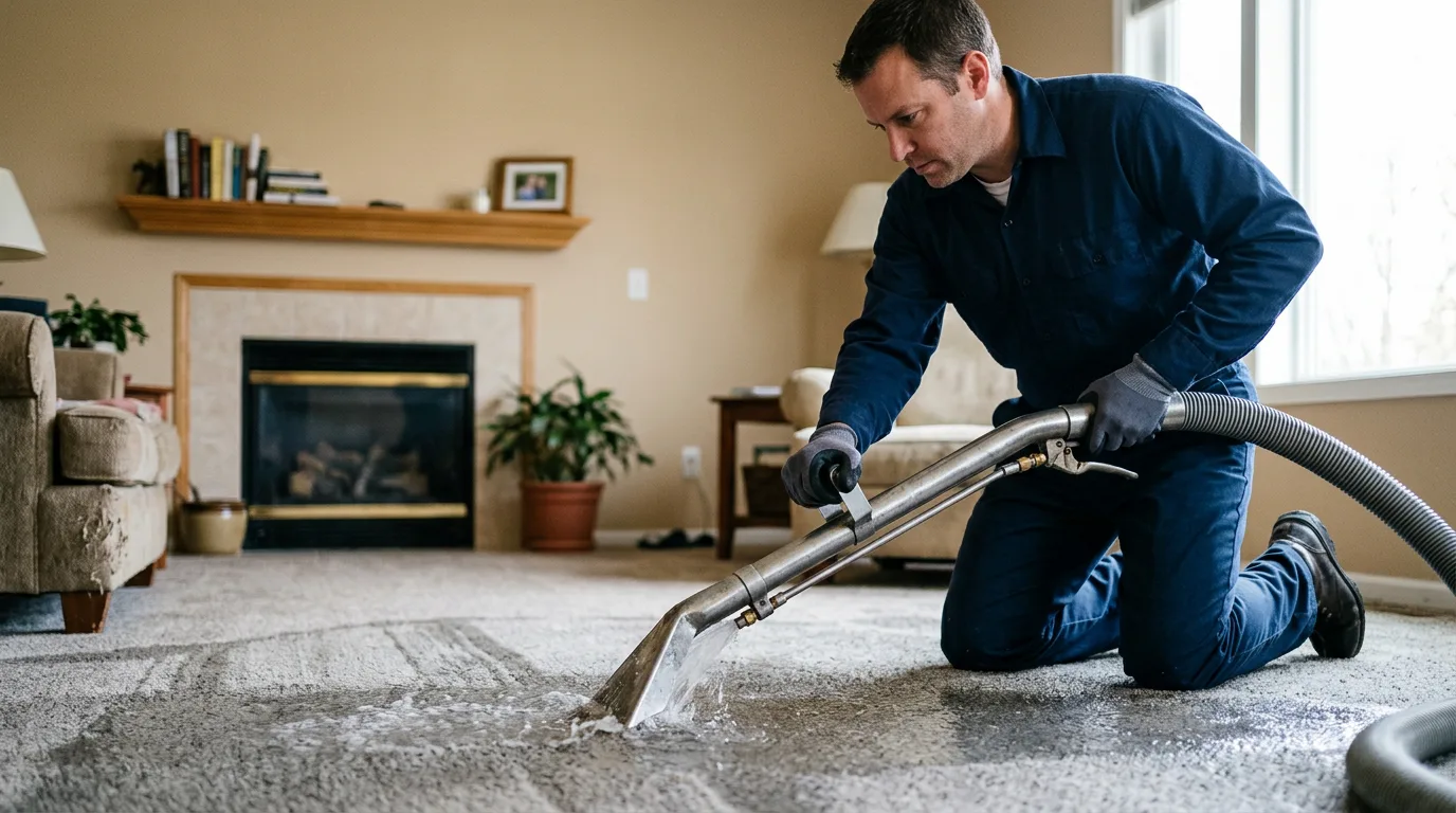 Water damage restoration technician working near Argyle, MI